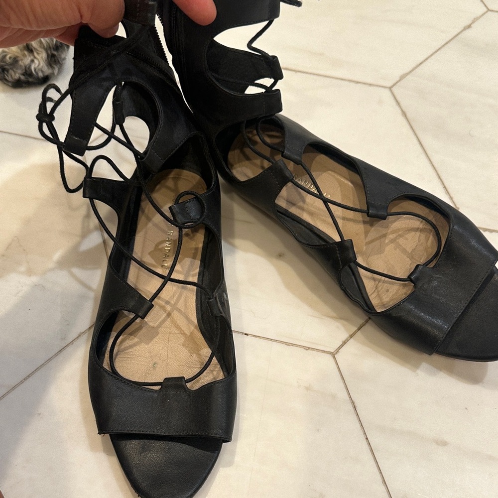 Loeffler Randall Black Lace-Up Sandals